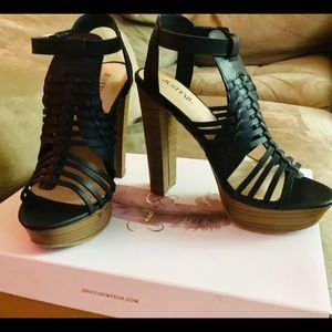 Justfab Platform sandals black worn twice